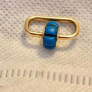 14k Yellow Gold + Turquoise Beads "Baby" Carabiner!!!